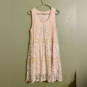 Altar'd State Cream Lace Midi Dress